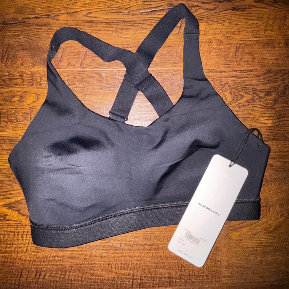 ALO Yoga Black Crossback Sports Bra with Wide Band
